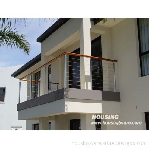 DIY Balcony Wire Railing / Cable Balustrade with Wooden Handrail